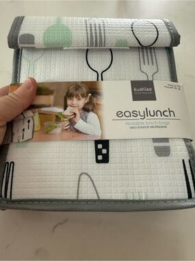 EasyLunch Reusable Lunch Bags - White & Gray (2 Pack)